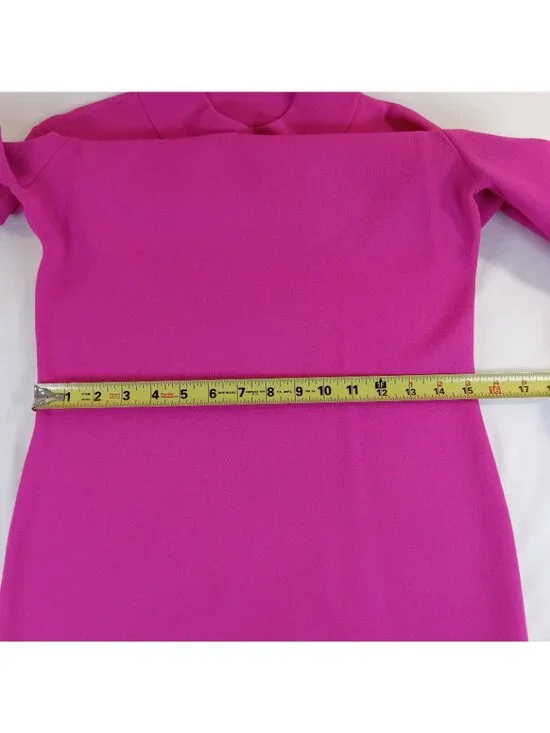 Michael Kors Women's Magenta Mock Neck Knit Sheath Dress Hot Pink LARGE Stretch - Picture 8 of 16